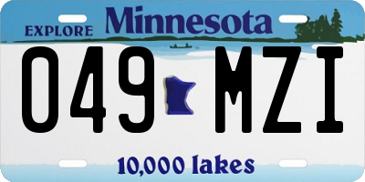 MN license plate 049MZI