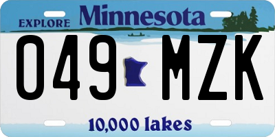 MN license plate 049MZK
