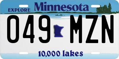 MN license plate 049MZN