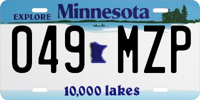 MN license plate 049MZP
