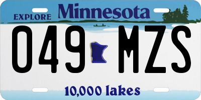 MN license plate 049MZS