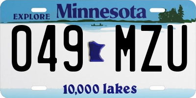 MN license plate 049MZU
