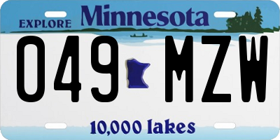 MN license plate 049MZW