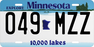 MN license plate 049MZZ