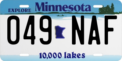 MN license plate 049NAF