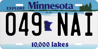 MN license plate 049NAI
