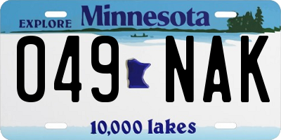 MN license plate 049NAK