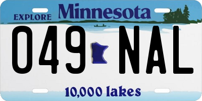 MN license plate 049NAL