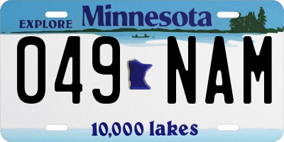 MN license plate 049NAM