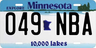 MN license plate 049NBA