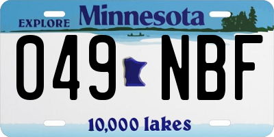 MN license plate 049NBF