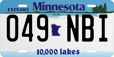 MN license plate 049NBI