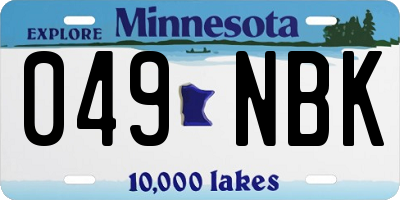MN license plate 049NBK