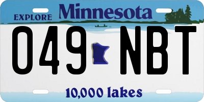 MN license plate 049NBT