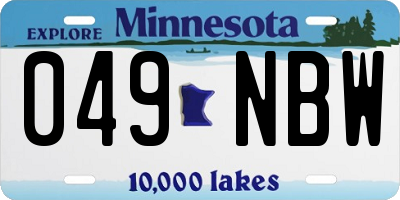 MN license plate 049NBW