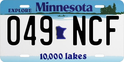 MN license plate 049NCF