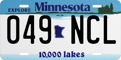 MN license plate 049NCL