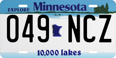 MN license plate 049NCZ