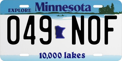 MN license plate 049NOF