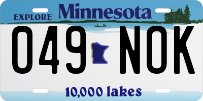 MN license plate 049NOK