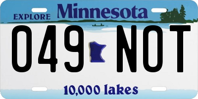 MN license plate 049NOT