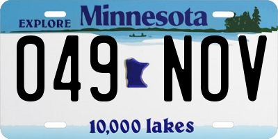 MN license plate 049NOV