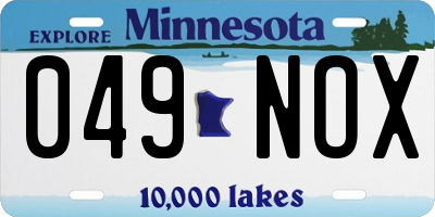 MN license plate 049NOX