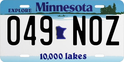 MN license plate 049NOZ
