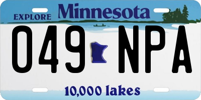 MN license plate 049NPA