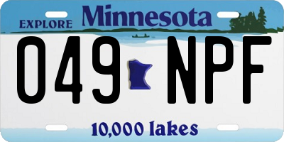 MN license plate 049NPF