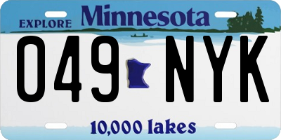 MN license plate 049NYK
