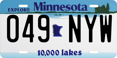 MN license plate 049NYW