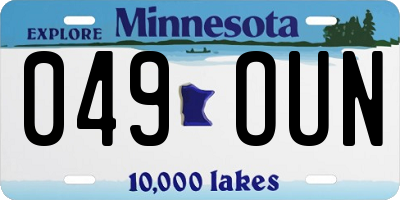 MN license plate 049OUN