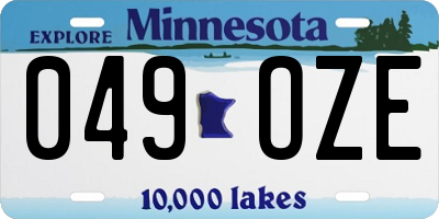 MN license plate 049OZE