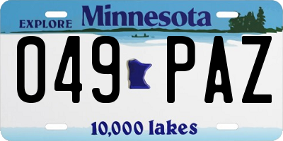 MN license plate 049PAZ
