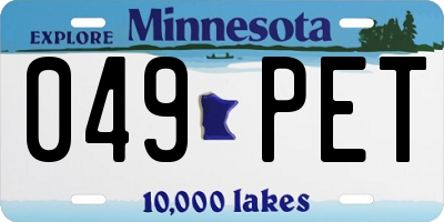 MN license plate 049PET