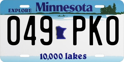 MN license plate 049PKO