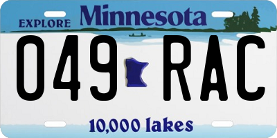 MN license plate 049RAC