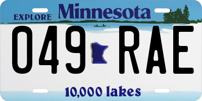 MN license plate 049RAE