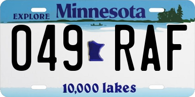 MN license plate 049RAF