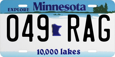 MN license plate 049RAG