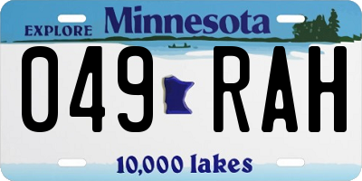 MN license plate 049RAH