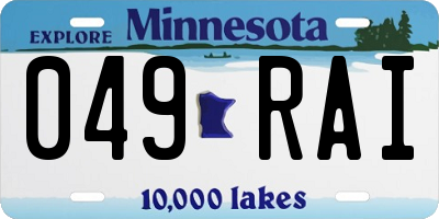 MN license plate 049RAI