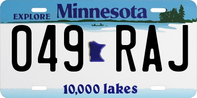 MN license plate 049RAJ