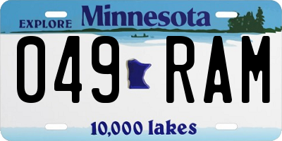 MN license plate 049RAM