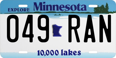 MN license plate 049RAN