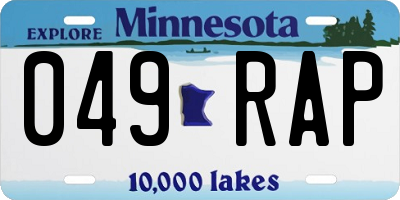 MN license plate 049RAP