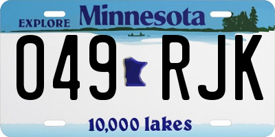 MN license plate 049RJK