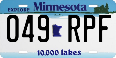 MN license plate 049RPF