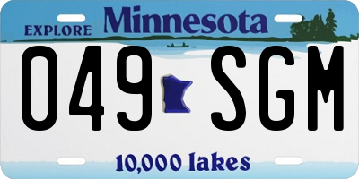 MN license plate 049SGM